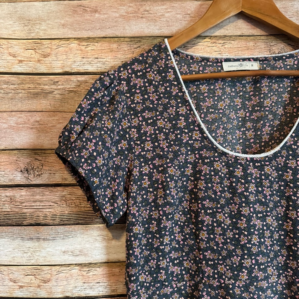 Natural Life Women's Floral Print Boho Peasant Cottagecore Juliette Maxi Dress M - Picture 3 of 10